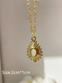 1個灰色天然石頸鏈，金色太陽造型，復古不鏽鋼珠寶，適合女士，新品禮物