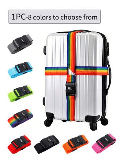 1pc Cross Packing Strap With Password, Reinforcement Luggage Strap,Travel Portable Adjustable Luggage Belt With Release Buckle,Secure Your Suitcase With Colorful Travel Belts,Travel Luggage Suitcase Secure Lock Packing Strap Belt,Travel Packing Accessories Bag For School School Accessories School Stuff