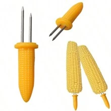 6Pcs Corn Fork BBQ Stainless Steel Corn Holders Handheld Anti Scalding Corn Needle Corn On The Cob Double Fork Barbecue Tool