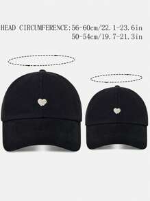 1 pezzo / 2 pezzi Cappellino da baseball con ricamo a forma di cuore per genitore e figlio, con apertura per la coda di cavallo, adatto per uso quotidiano