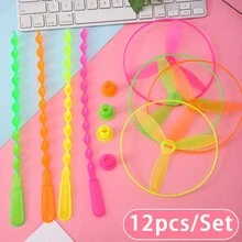 6入組/12入組趣味手推式旋轉飛碟妖精輪玩具投擲遊戲- 發射器玩具-室內和室外家庭娛樂-生日派對完美禮物，帶隨機顏色和形狀的戶外遊戲