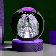 1pc Crystal Ball Decorative Ornament, Featuring The Nativity Of Christ, Jesus, Virgin Mary, And Unicorn. Comes With A USB Base, Available In 6cm Or 8cm Diameter, Making It An Elegant And Luxurious Holiday Gift For Family, Friends It Can Be Used As A Room Decoration, Home Decor, Holiday Gift, Birthday Gift, Scene Decoration, Or Holiday Accessory. Birthday Gifts Graduation