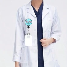 1入組護士徽章、醫生徽章卷軸扣持有者、徽章持有者、卷軸帶夾式便攜式徽章，徽章 - 彩色 - 查看 4