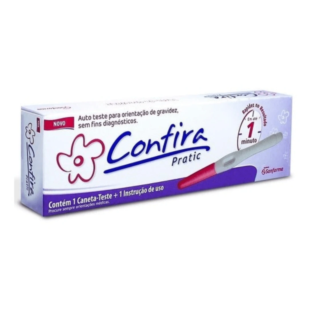 TESTE DE GRAVIDEZ CONFIRA CANETA - SANFARMA - Rosa Bebê - Visão 1