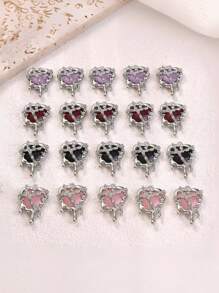5pcs Punk Style Metal Lock Chain Liquid Heart Shaped Pendant, Suitable For DIY Bracelets, Necklaces, Earrings Accessories For Women