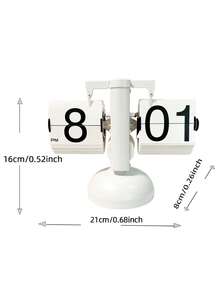Metallic European Style Retro Flip Clock For Home & Office Desk Decor, Simple Mechanical Modern Clock With Pendulum, Suitable For Both Male And Female Students, Bookshelf, Small Platform, -007 - White - View 3