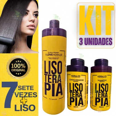 Progressiva Orgânica Sem Formol Lisoterapia - Hidralize 1L - Liso Extremo + Shampoo e Condicionador Pós Progressiva 500 ML