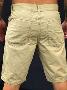 Men Denim Shorts - 米色 - 查看 2