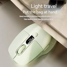 EWEADN Q1 Lichtgroene draadloze kantoormuis voor meisjes met extern voedingsdisplay Ergonomisch ontwerp Handcurve Curve Computerrandapparatuur, zeer aantrekkelijke casual zakelijke muis