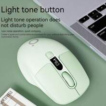 EWEADN Q1 Lichtgroene draadloze kantoormuis voor meisjes met extern voedingsdisplay Ergonomisch ontwerp Handcurve Curve Computerrandapparatuur, zeer aantrekkelijke casual zakelijke muis