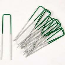 Fabric Galvanised Staples Garden Turf Pins Securing Pegs U Artificial Grass, U-Shaped Turf Nail, Fabric Galvanised Staples Garden Turf Pins Securing Pegs U Artificial Grass,Hard To Bend, Making Them More Durable. - Green - View 5