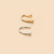 1 pieza Conjunto minimalista y con estilo Clip de nariz en forma de U incrustado con cobre y circonita, Clip de nariz sin perforación, Pendiente de nariz para mujeres, Regalo de cumpleaños encantador