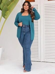 Plus Size Coats - Màu xanh ngọc - Xem 3