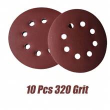 10pcs/160pcs 5-Inch Sanding Disc Hook And Loop Backing Sanding Pad Sandpaper Plate 8-Hole Red Sanding Disc With Coarse To Medium Grits, Suitable For 40/80/100/120/150/180/240/320/400/600 Grit Power Sanding Discs, 5 Inch 8 Hole Round Sanding Disc Tools