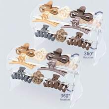 1pc 2pcs Transparent Acrylic Hair Claw Clip Storage Holder, 360 Degree Rotating Hair Accessory Storage Rack, Hair Clip Display Storage Rack For Dresser Bathroom, Gender Reveal Party, Perfect For Birthdays, Weddings, Parties, The Perfect Gift For Colleagues, Friends, And Family, Back To School - Clear - View 4