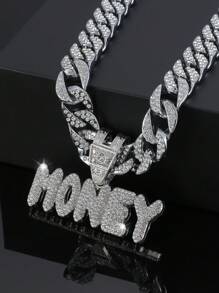 1 Stück Street-Style Rock Buchstaben Anhänger Halskette mit funkelndem Strass, geeignet für verschiedene Anlässe