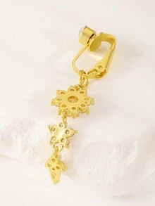 One High-End Micro Inlaid Flower Belly Button Ring, Fashion Personalized Fake Piercing Jewelry - Yellow Gold - View 4