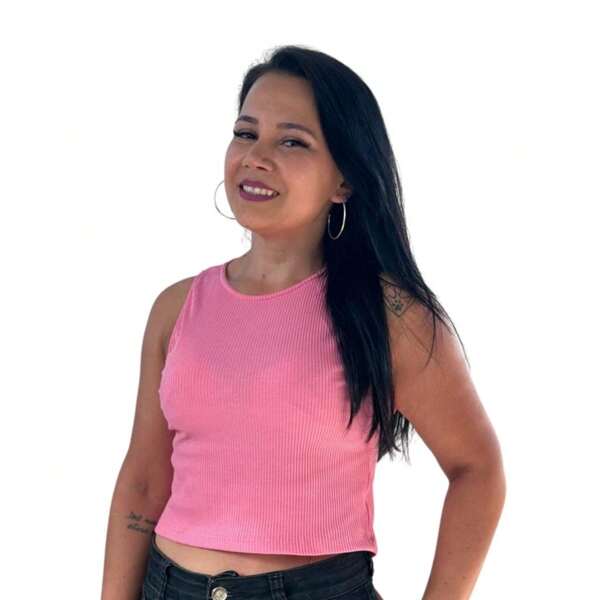 Camiseta Regata Cropped Canelada Feminina