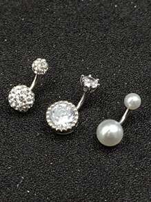 3pcs Short Belly Bars 6mm Stainless Steel Small Navel Button Rings Silver 14G Belly Piercing Jewellery - Silver - View 11