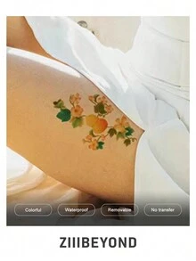 1pc Calabash Green Vine Pattern Waterproof Chinese Style Designer Collaboration Temporary Tattoo, 30" - Multicolor - View 2