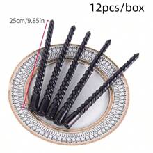 Set mit 4 oder 12 langen, spiralförmig gestalteten, farbigen Kerzen für romantische Kerzendinner Dekoration, Hochzeits- & Geburtstags Kerzen 25cm hoch mit 2cm Durchmesser unten, 9 Stunden Brenndauer, geruchlos und rauchlos, Raum Dekoration, Geschenke