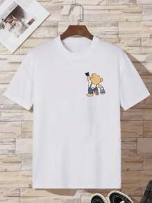 MURAMASA Men Cartoon Letter Print Drop Shoulder T-Shirt - 白色 - 查看 2