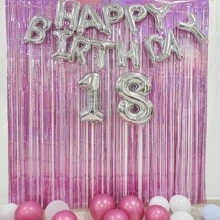 1pc 1*2m Metallic Foil Fringe Curtains Metallic Tinsel Photo Booth Streamers Backdrop For Birthdays, Stranger Theme, Music, Prom, Christmas Party Decorations - Vàng - Xem 5
