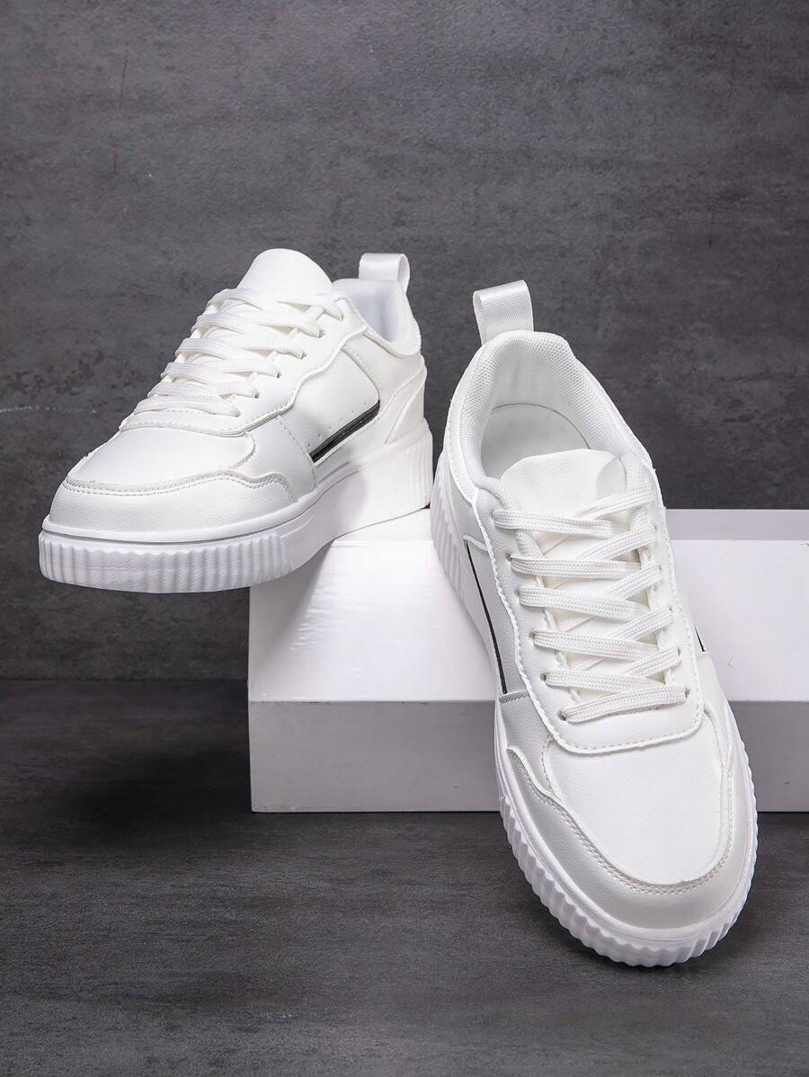 Unisex minimalistische weiße Lässig Schuhe für Herren - Weiss - Übersicht 1