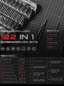 128合1精密螺絲刀套裝,cr-v磁性螺絲刀套裝具有柔性軸,專業磁性維修工具套裝,適用於電腦,筆記本電腦,遊戲機等,男性工具禮物 - 灰色 - 查看 11