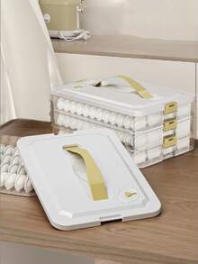 1pc  Dumpling Box For Household Use As Kitchen Fridge Organizer, Special Box For Quick Freezing, Sealing And Fresh-Keeping Of Wontons, Dumplings And Spring Rolls - White - View 2