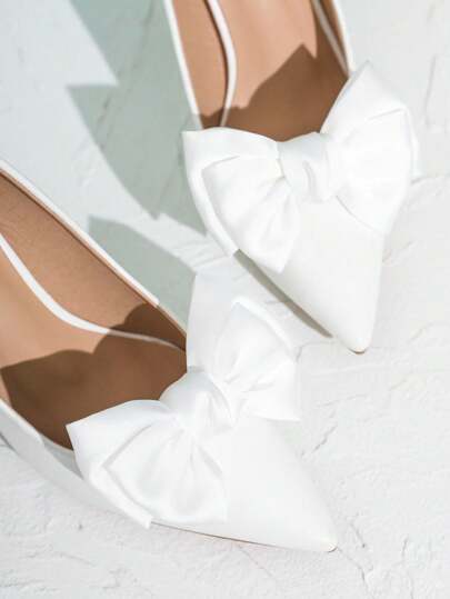 2pcs Detachable Polyester Bow Shoe Decorations, Fashionable, Elegant And Cute Shoe Accessories For Women High Heels, Shoes, Wedding Shoes