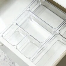 1 件装办公桌抽屉收纳盒套装塑料浴室收纳化妆品收纳盒透明储物盒厨房小工具 万圣节装饰万圣节服装秋季装饰节日装饰 - 無色 - 查看 7