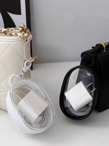 Portable Mini Clear Zipper Storage Bag, Compact Multifunctional Organizer, Earphone And Charger Case With Keychain Loop, Transparent Travel Accessory