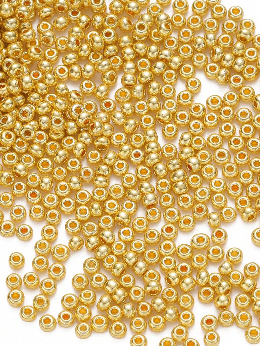 1500pcs Metallic Gold Color Glass Beads For Diy Jewelry Making, Vintage Style - Yellow Gold - View 1