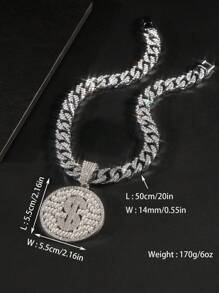 Collar de cadena con dije de dólar de diamantes de imitación para hombres y mujeres de Hip Hop, regalo de joyería perfecto para fiesta, aleación para fiesta - Amarillo Oro - Ver 6