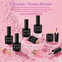 GLOZ 果冻凝胶指甲油套装 6 色中性透明乳白色裸粉色凝胶指甲油套装半透明可浸泡 UV 指甲油 DIY 美甲 - 彩色 - 查看 2
