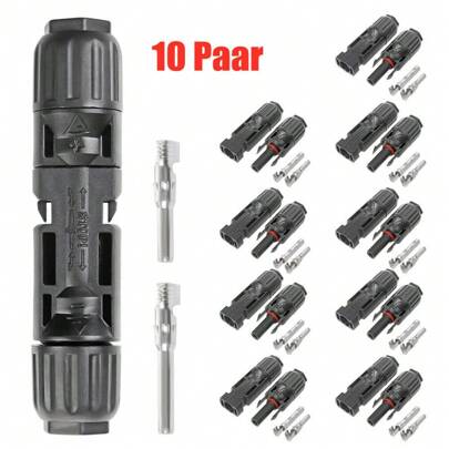 10 paia di connettori solari presa connettore solare cavo di accoppiamento 2,5 mm² / 4 mm² / 6 mm² (AWG 14/12/10) doppio anello di tenuta IP67 imperme