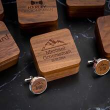 Boutons de manchette personnalisés, cadeau de marié, boutons de manchette en métal avec boîte en bois, boutons de manchette pour mariage, événement de soirée unique, cadeau commémoratif d'anniversaire de mari, fête des pères, cadeau exquis et significatif pour papa