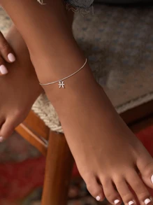 FOREVER QUEEN 1PC Sterling Silver 12 Constellation Anklet For Women Girls Adjustable Zodiac Horoscope Ankle Bracelets Summer Beach Birthday Gift