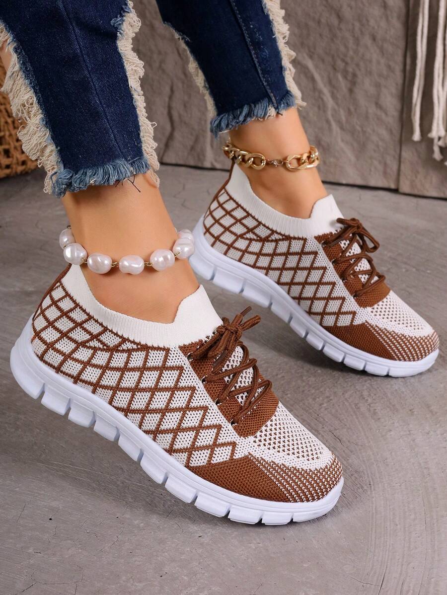 Women's New Fashion Casual Sports Walking Shoes, Mesh Upper Slip-On Elastic Knit Wedge Heel Sock Sneakers, Lightweight Comfortable Outdoor Running Shoes