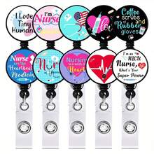 1入組護士徽章、醫生徽章卷軸扣持有者、徽章持有者、卷軸帶夾式便攜式徽章，徽章 - 彩色 - 查看 6