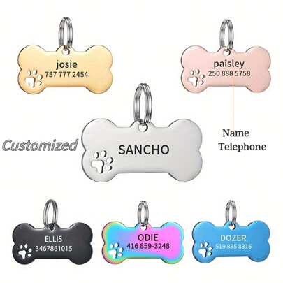 Personalized Glitter Dog ID Tag, Custom Carved Pet Name Bone-Shaped Pendant Tag, Cat ID Tag Alloy Pendant Tag Dog Collar Cat Collar The Perfect Gift To Prevent Pet Loss, Hanging On The Collar, The Best Gift For Your P Ornamental Stylish,Vintage,Contracted,Cute,Cuties,Colorful Unique,Customized Christmas Decor,Dog Name/ID Tags Personalized,Treasure Finds Ideal Gifts For Him Her,Family,Friends,Pet Lovers,Pet For Anniversaries,For Birthdays,For Christmas,For Housewarming,For Fall/Autumn/Winter,Pet Supplies,2025 Halloween Accessories,Fall Décor