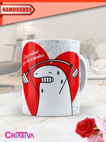 Caneca Dia Dos Namorados Personalizada Diferentes Engraçadas Porcelana Café Presente Namorado Namorada Casal Flork - Bege - Visão 2