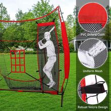 ANUODE 2PCS Baseball Softball Pitching Target & Dummy Batter, Adjustable Baseball Pitching Net Training Aids 9 Hole Strike Zone Attachment, Baseball & Softball Practice Net For Hitting Accuracy - Red - View 5