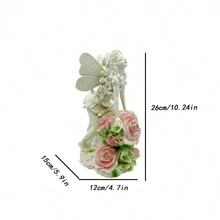 1入天使女孩樹脂人物太陽能仙女雕像工藝飾品，適用於戶外花園庭院照明 - 白色 - 查看 2