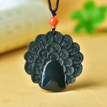 Mặt dây chuyền làm từ gỗ tuyết tùng tự nhiên, vòng cổ gỗ tuyết tùng chạm khắc thủ công, vòng cổ bảo vệ, trang sức đá quý, quà tặng cho gia đình, quà tặng kỷ niệm ngày lễ. - Con công - Xem 3