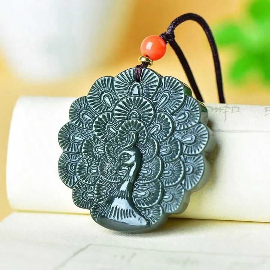 Mặt dây chuyền làm từ gỗ tuyết tùng tự nhiên, vòng cổ gỗ tuyết tùng chạm khắc thủ công, vòng cổ bảo vệ, trang sức đá quý, quà tặng cho gia đình, quà tặng kỷ niệm ngày lễ. - Con công - Xem 1