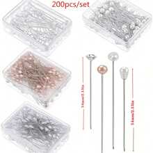 200/320pcs Bouquet Pins Flower Pin,4 Styles Pearl Head PinsCrystal Head Corsage Pins For Dressmaking Jewelry FlowerDecoration(Mixed) Multiple Sizes