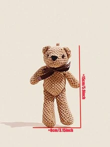 1只15cm/5.9英寸可愛的穿著裙子的填充泰迪熊鑰匙扣掛件,生日婚禮禮物裝飾 - 咖啡棕 - 查看 6