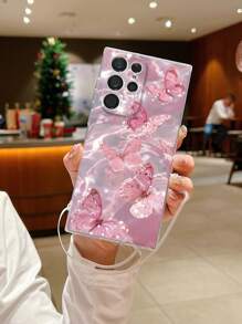 New Butterfly Printed Clear Phone Case With Attached Transparent Hand Strap, Shockproof, Compatible With IPhone 15, IPhone 15 Promax, Apple P13, P14, P11, XS, XR, 78P, 78GES2, Samsung A50, A12, A32, A52, A72, A51, A21S, A13, A14, S20FE, Xiaomi Redmi 11, Youth Edition, 12 Pro, 12/12X, Note 11, 9a, 9c, Polox3nfc, Redmi 10, Redmi 9, Note 9, 12c, Note 11 Pro, Redmi 10c, Note 8 Pro Phone Case Cover